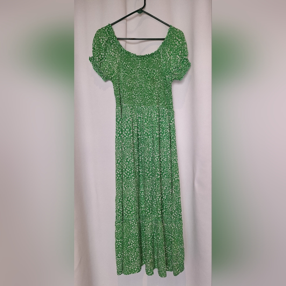 Violet Skies Green Micro Floral Maxi Dress Size Extra Large